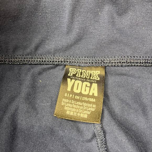 NWOT PINK Bling Sequin Floral Yoga Leggings Navy Blue Cotton Comfy Size Small - Picture 8 of 8